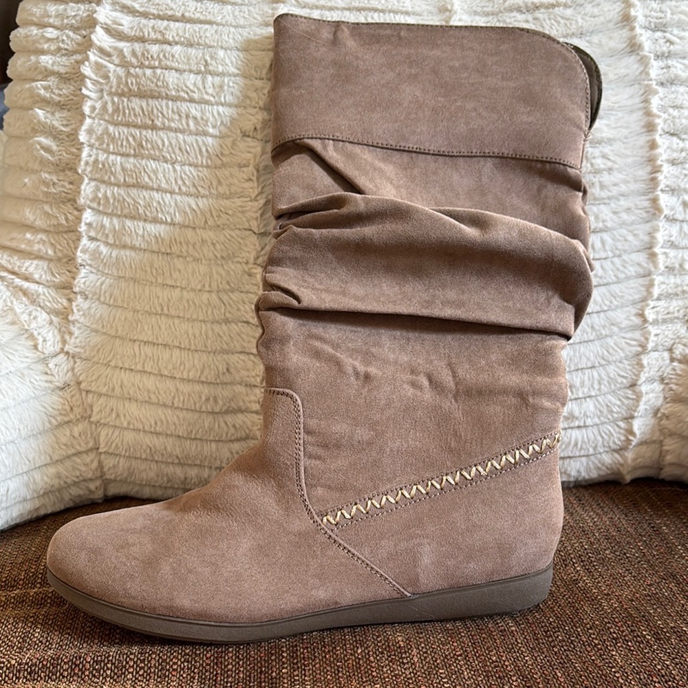 Brown Suede Slouch Boots